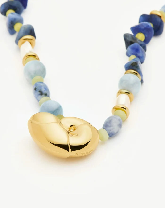 Shell Statement Multi Beaded Necklace | 18ct Gold Plated/Multi Gemstone Necklaces Missoma