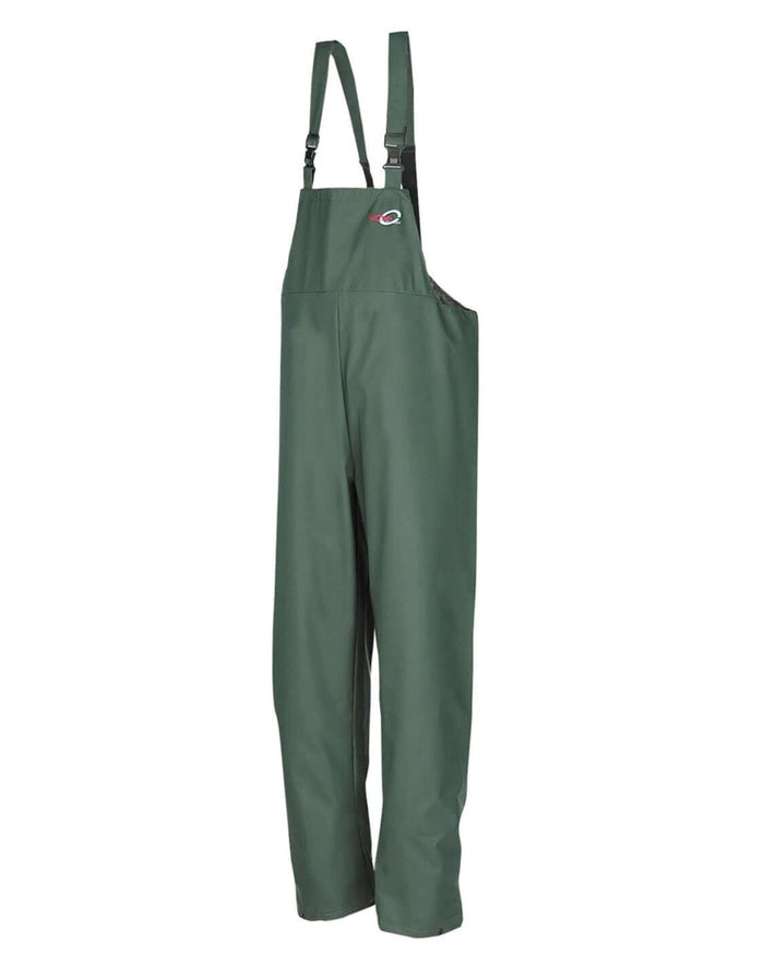 Olive Green coloured Sioen Flexothane Classic Louisiana Bib & Brace on white background