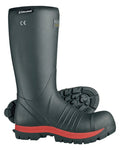 Black Red coloured Skellerup Quatro Super Safety S5 Insulated Black Boot on white background #colour_black-red