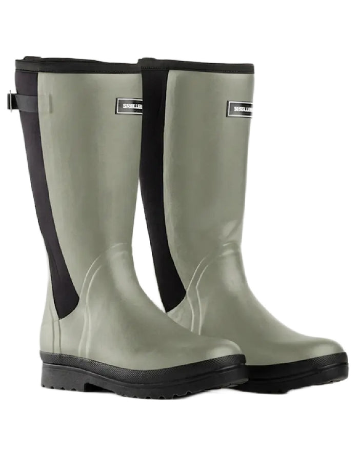 Olive coloured Skellerup Womens Meadow Wellingtons on white background #colour_olive