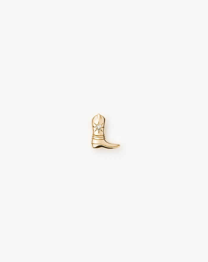 Fine Cowboy Boot Single Stud Earring | 14ct Solid Gold/Diamond Earrings Missoma