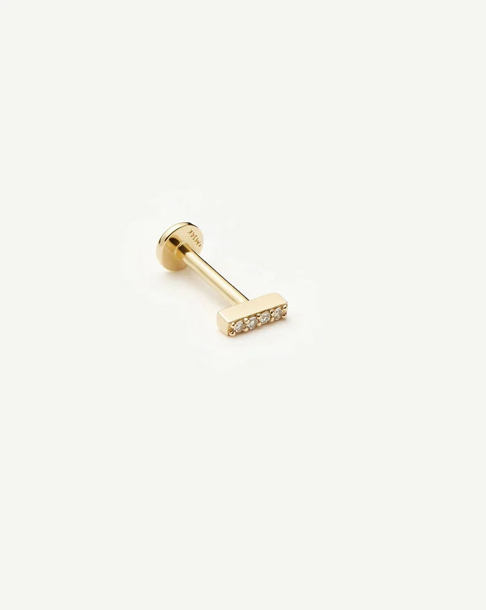 Fine Diamond Bar Flat Back Stud Earring | 14ct Yellow Gold/Diamond Earrings Missoma
