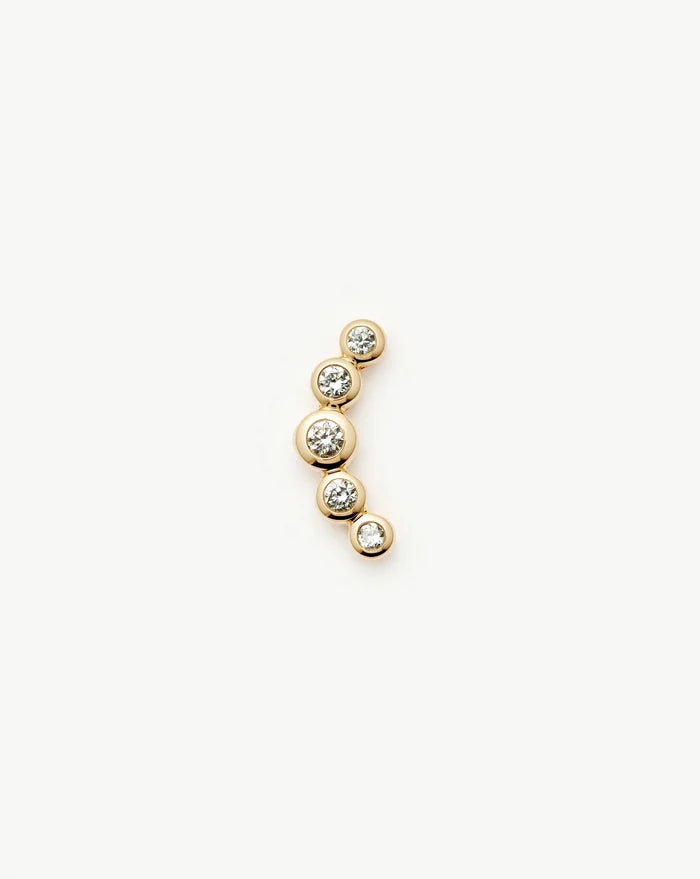 Solid Gold Diamond Ear Climber Flat Back Stud Earring | 9ct Solid Gold Earrings Missoma