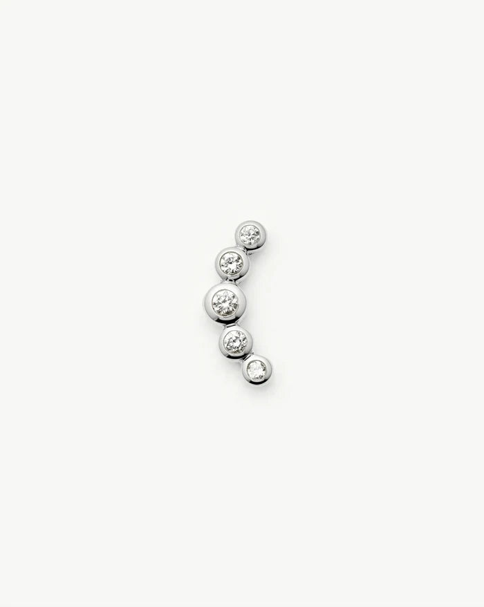 Solid Gold Diamond Ear Climber Flat Back Stud Earring | 9ct Solid White Gold Earrings Missoma