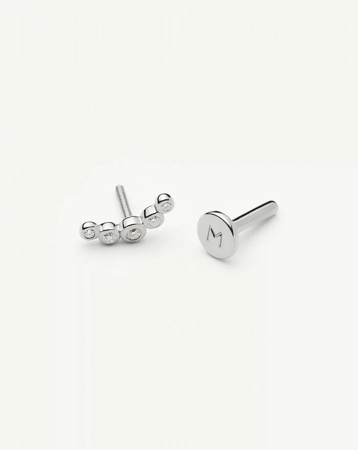 Solid Gold Diamond Ear Climber Flat Back Stud Earring | 9ct Solid White Gold Earrings Missoma