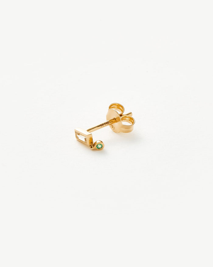 Fine Emerald Single Drop Stud Earring Earrings Missoma