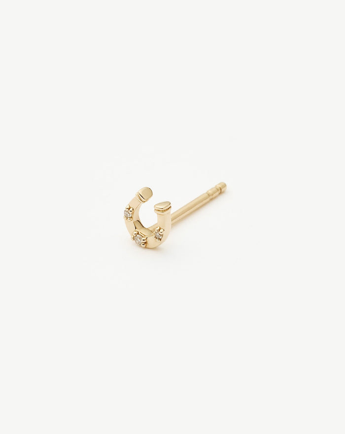 Fine Horseshoe Single Stud Earring | 14ct Solid Gold/Diamond Earrings Missoma
