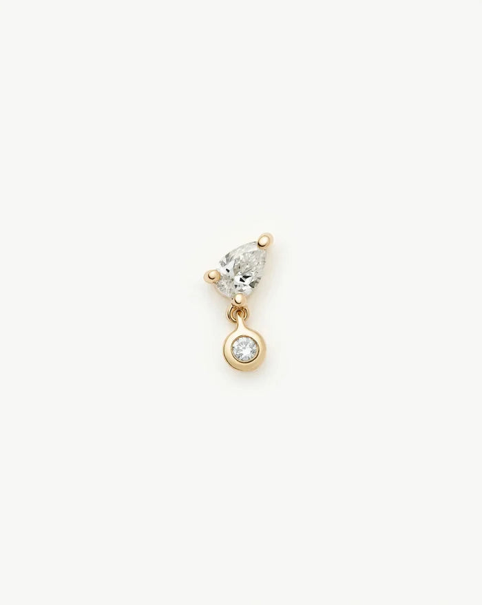 Solid Gold Pear Diamond Charm Flat Back Stud Earring | 9ct Solid Gold Earrings Missoma