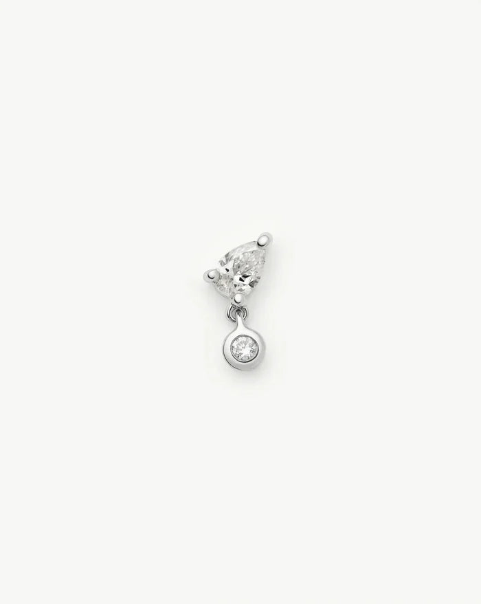 Solid Gold Pear Diamond Charm Flat Back Stud Earring | 9ct Solid White Gold Earrings Missoma