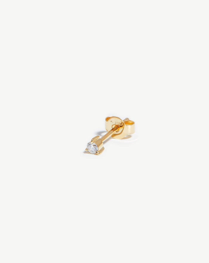 Fine Small Single Solitaire Diamond Stud Earring | 14ct Solid Gold/Diamond Earrings Missoma