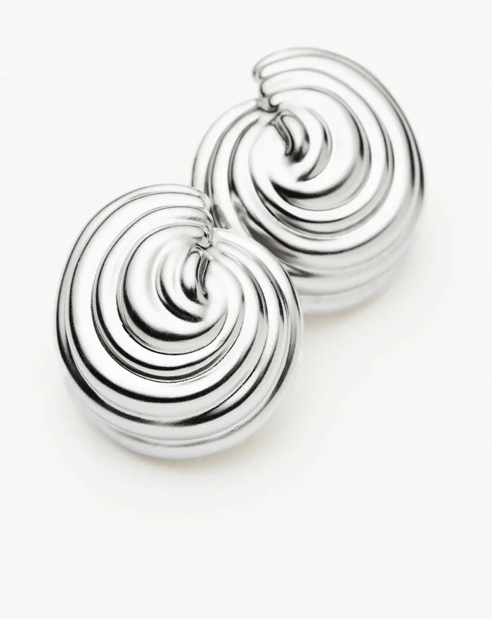 Spiral Dome Oversized Stud Earrings | Silver Plated Earrings Missoma