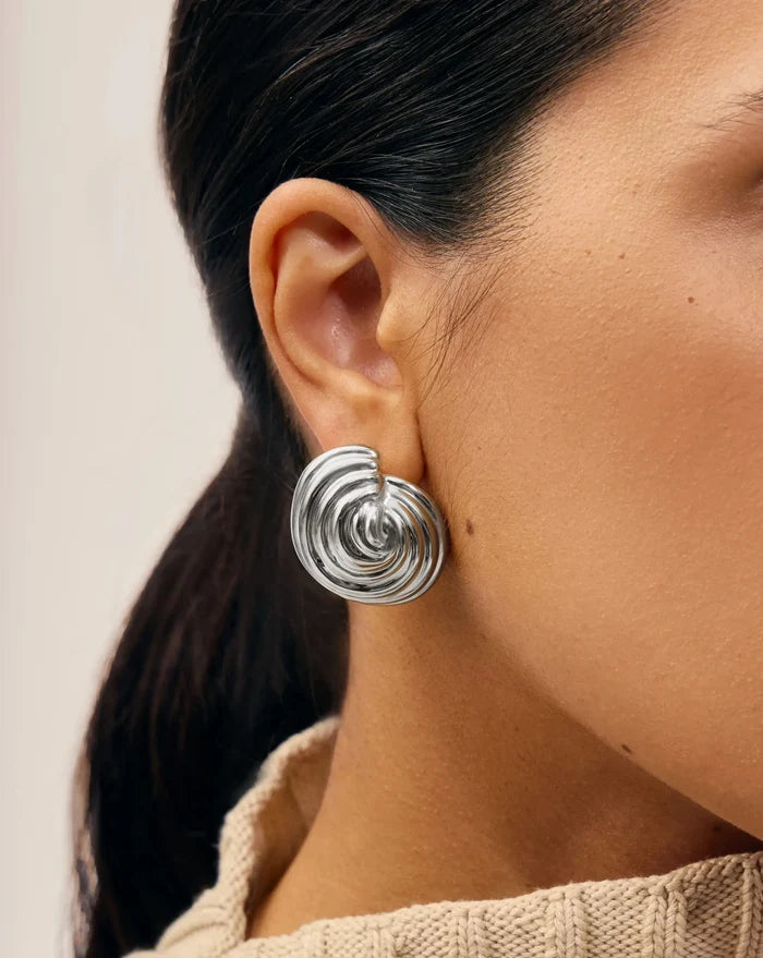 Shell Dome Oversized Stud Earrings | Silver Plated Earrings Missoma
