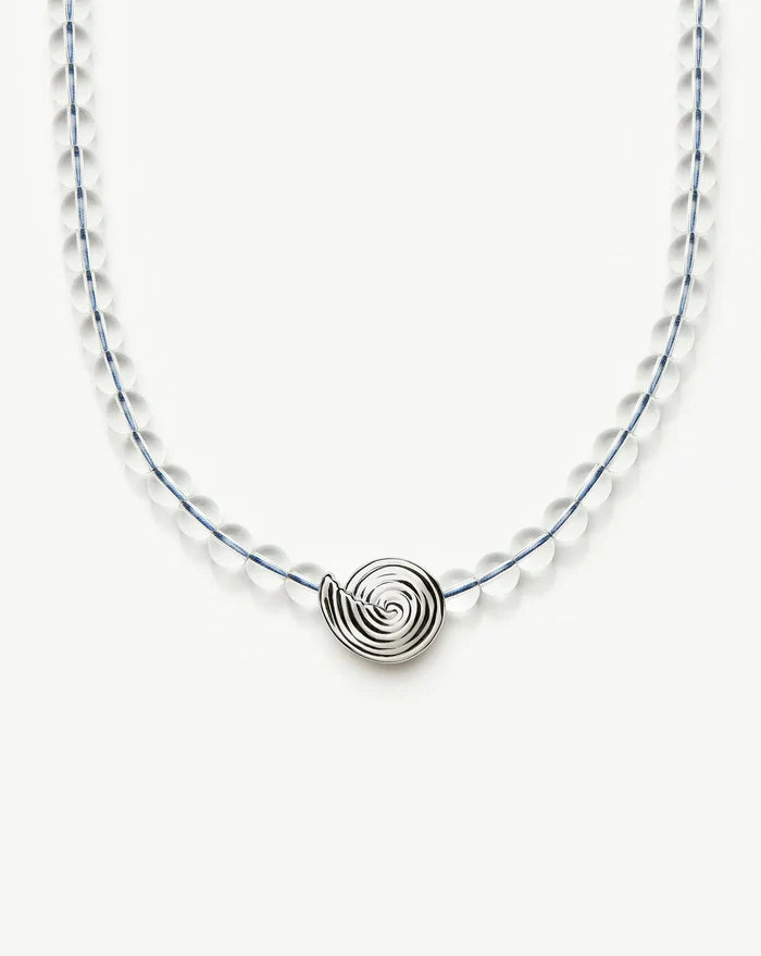 Spiral Gemstone Beaded Pendant Necklace | Silver Plated/Clear Crystal Quartz Necklaces Missoma