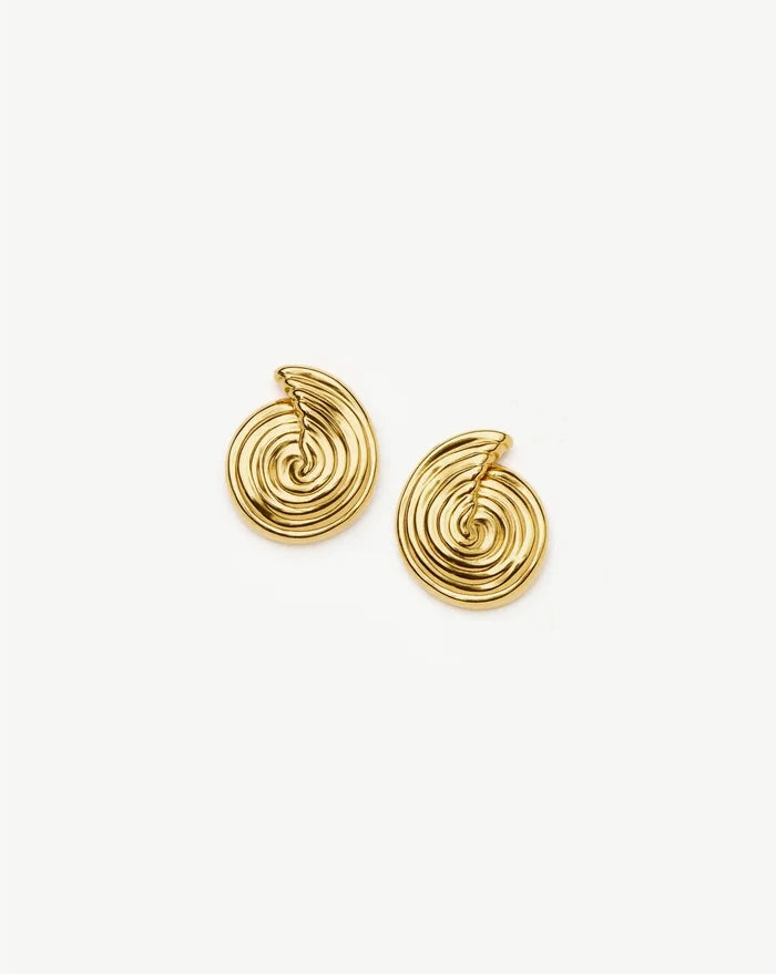 Spiral Small Stud Earrings | 18ct Gold Plated Earrings Missoma