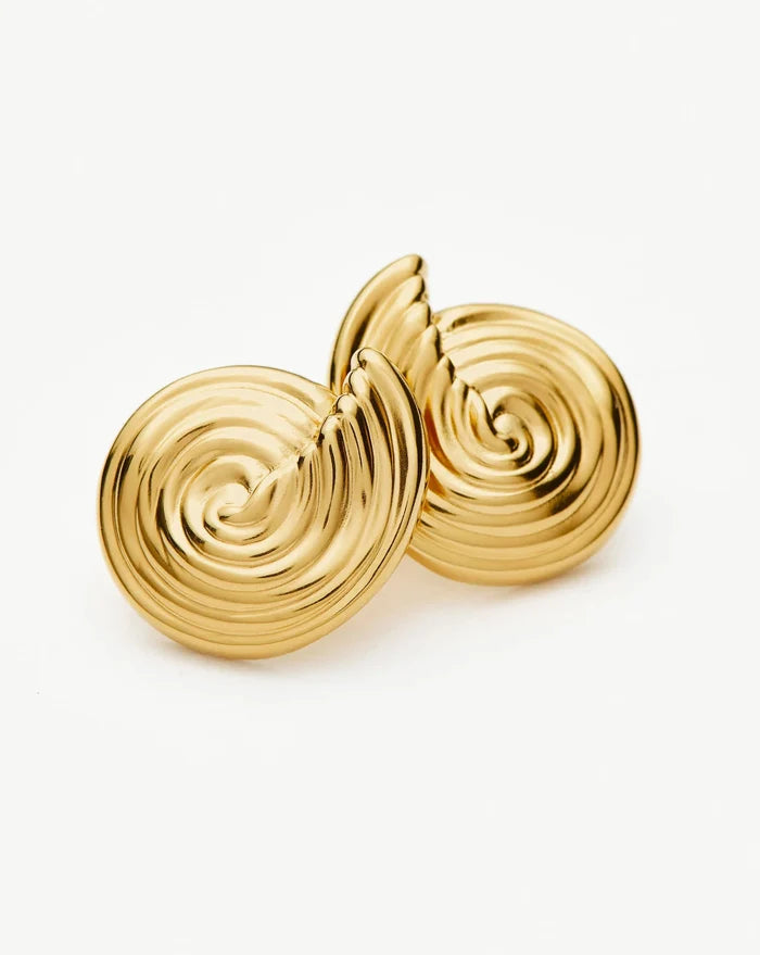 Spiral Small Stud Earrings | 18ct Gold Plated Earrings Missoma