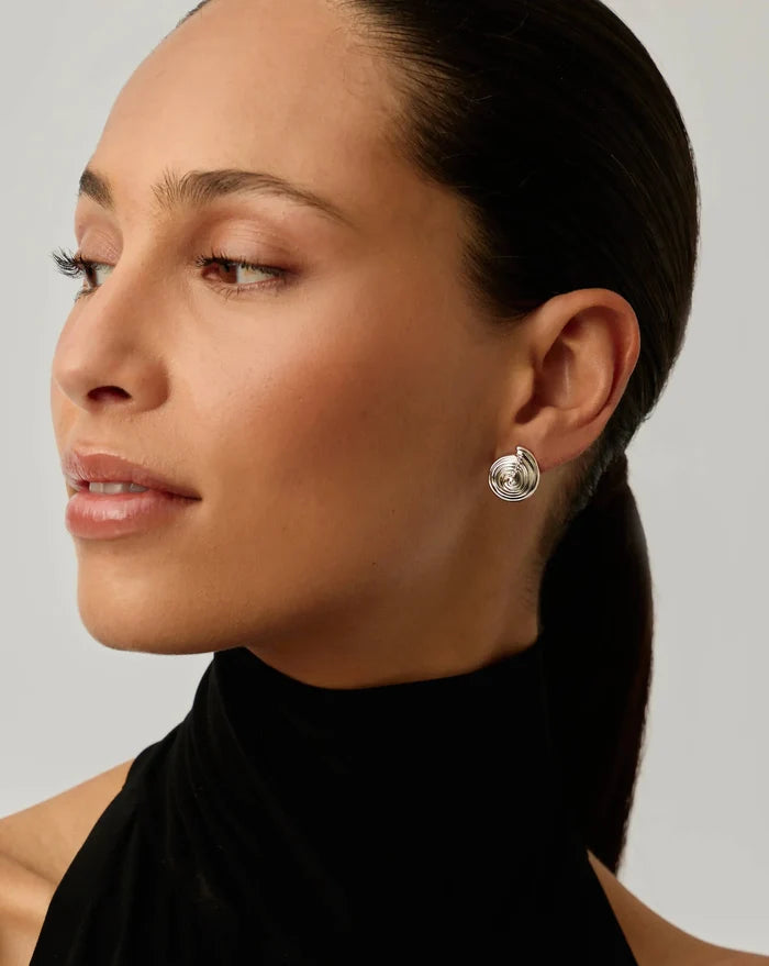 Spiral Small Stud Earrings | Silver Plated Earrings Missoma