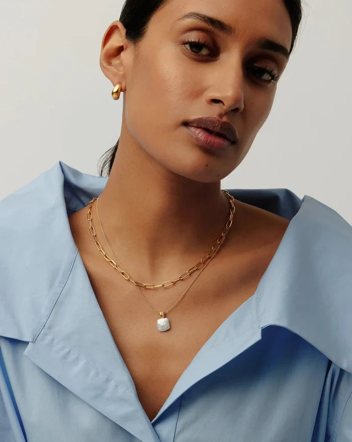 Square Pearl Baya Pendant Necklace | 18ct Gold Vermeil/Pearl Necklaces Missoma