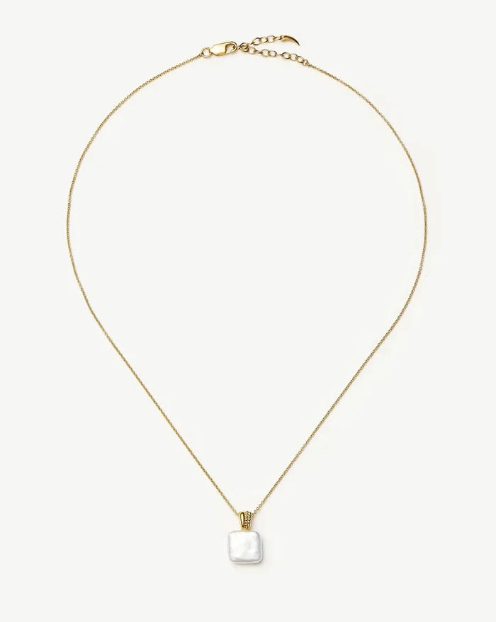 Square Pearl Baya Pendant Necklace | 18ct Gold Vermeil/Pearl Necklaces Missoma