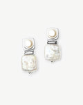 Square Pearl Small Stud Earrings | Silver Plated Missoma