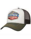 Green White coloured Stetson American Heritage Sun Trucker Cap on white background #colour_green-white