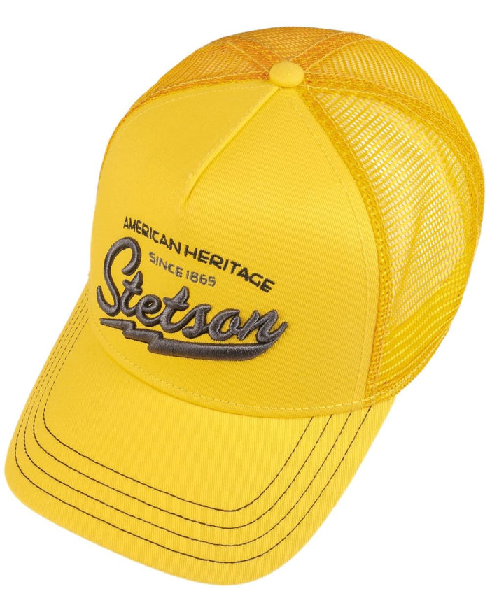 Yellow coloured Stetson American Heritage Trucker Cap on white background #colour_yellow
