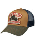 Blue coloured Stetson Biker Trucker Cap on white background #colour_blue