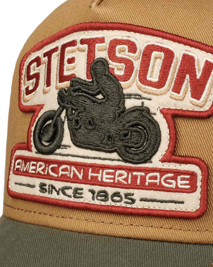 Blue coloured Stetson Biker Trucker Cap on white background #colour_blue