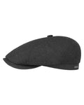 Anthracite coloured Stetson Brooklin Wool Cashmere Flat Cap on white background #colour_anthracite
