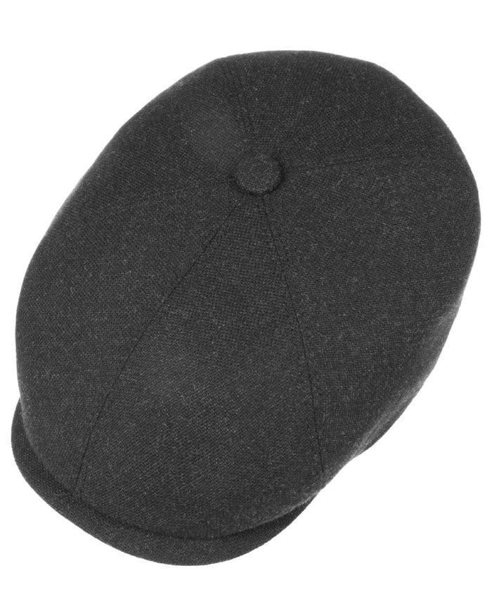 Anthracite coloured Stetson Brooklin Wool Cashmere Flat Cap on white background #colour_anthracite