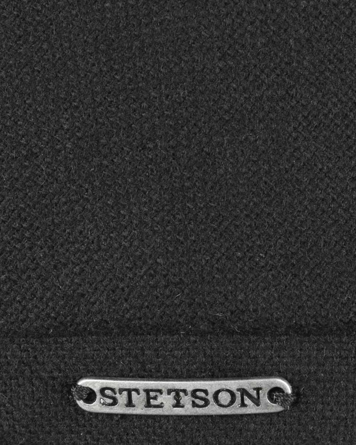 Black coloured Stetson Brooklin Wool Cashmere Flat Cap on white background #colour_black