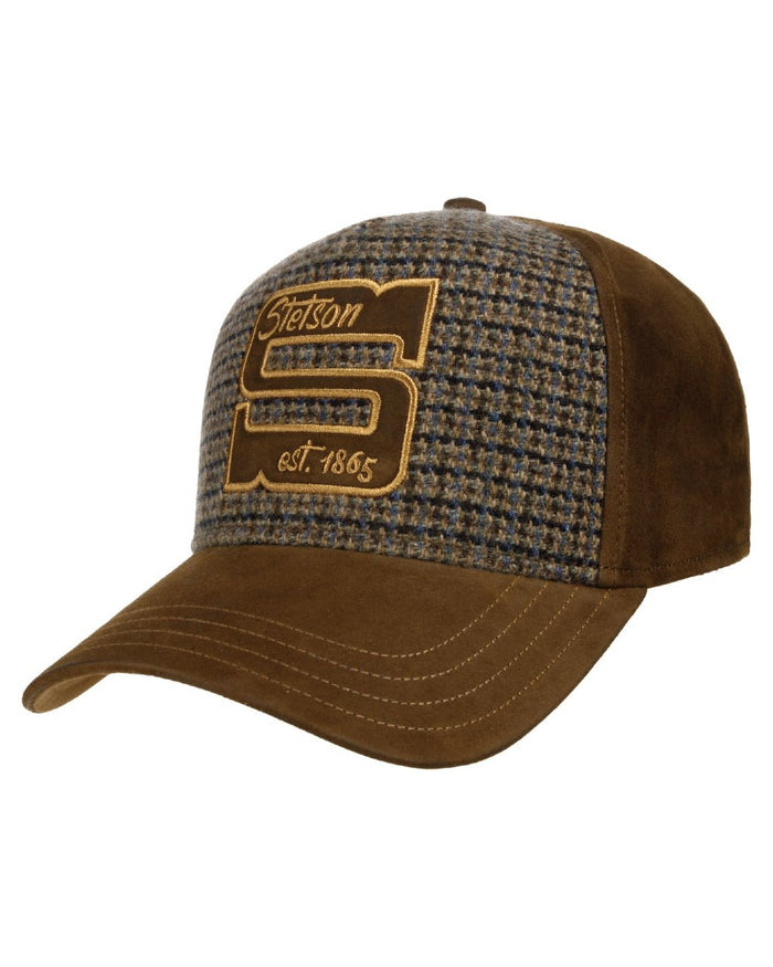 Brown coloured Stetson Capital S Trucker Cap on white background #colour_brown
