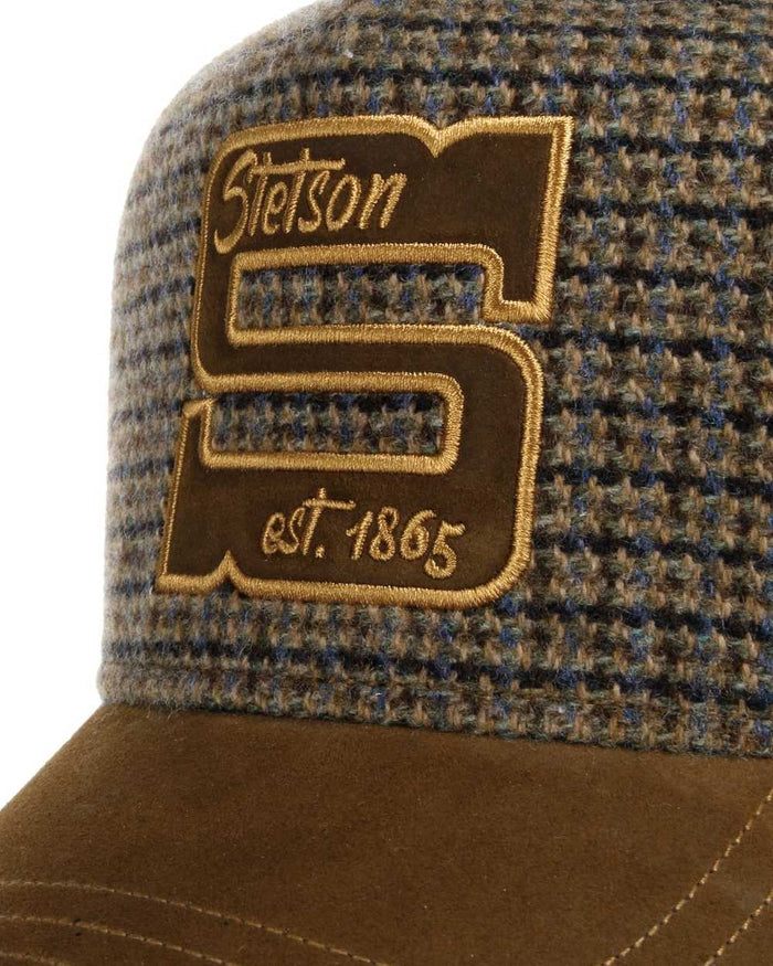 Brown coloured Stetson Capital S Trucker Cap on white background #colour_brown