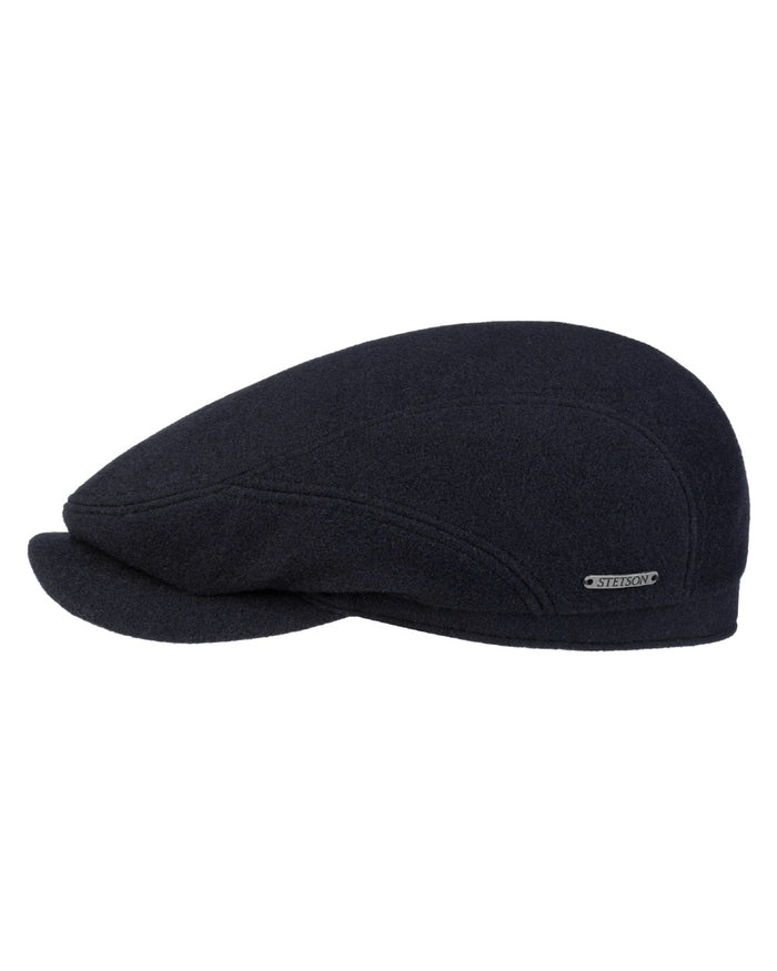 Navy coloured Stetson Cashmere Wool Driver Cap on white background #colour_navy