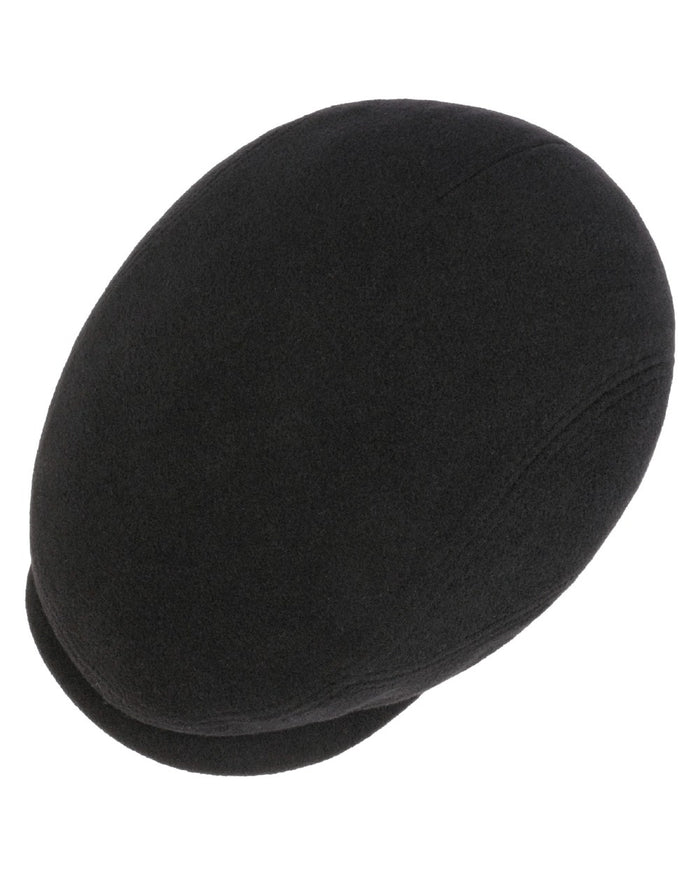 Black Coloured Stetson Cashmere Wool Driver Cap On A White Background #colour_black