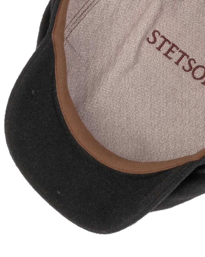 Black Coloured Stetson Cashmere Wool Driver Cap On A White Background #colour_black
