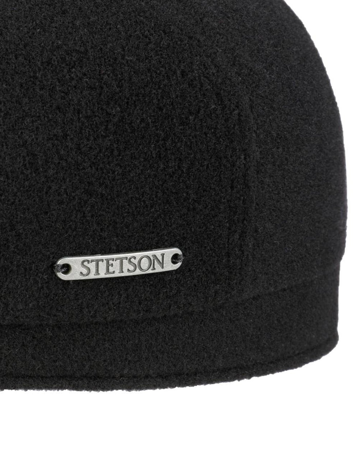 Black Coloured Stetson Cashmere Wool Driver Cap On A White Background #colour_black