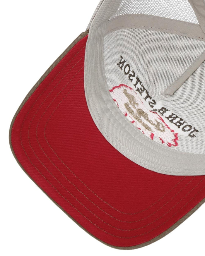 Beige Coloured Stetson Childrens JBS Bear Beige Trucker Cap on white background #colour_beige