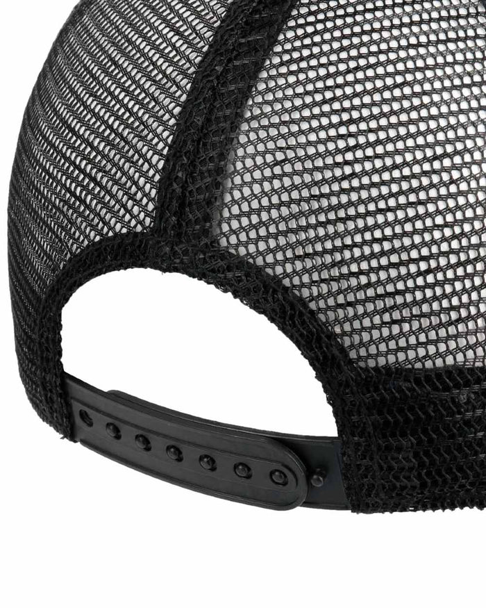 Black coloured Stetson Wild Ones Trucker Cap on white background #colour_black