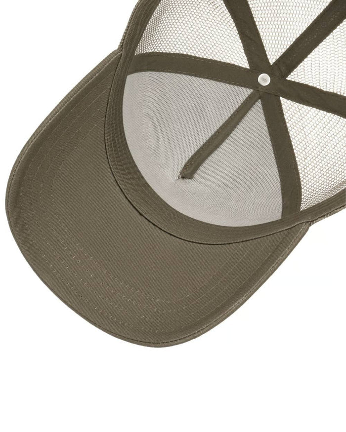 Olive coloured Stetson Classic Cotton Trucker Cap on white background #colour_olive