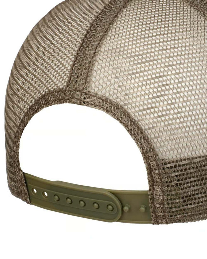 Olive coloured Stetson Classic Cotton Trucker Cap on white background #colour_olive