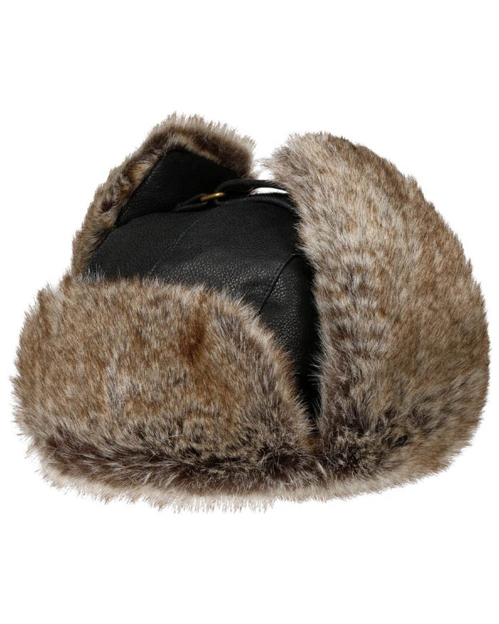 Black Coloured Stetson Cowhide Bomber Aviator Hat On A White Background #colour_black