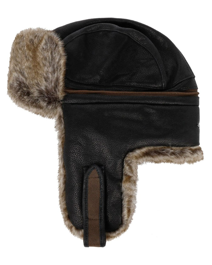 Black Coloured Stetson Cowhide Bomber Aviator Hat On A White Background #colour_black
