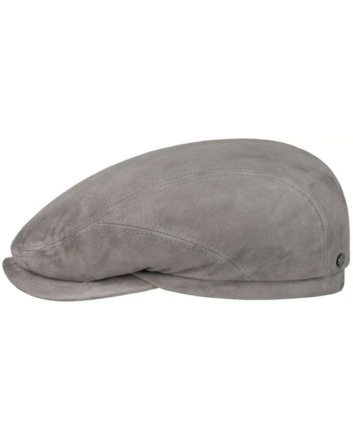 Silver coloured Stetson Driver Goat Suede Cap on white background #colour_silver