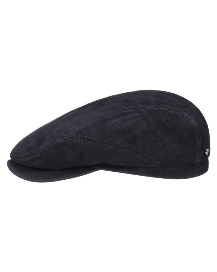Dark Navy coloured Stetson Driver Goat Suede Cap on white background #colour_dark-navy