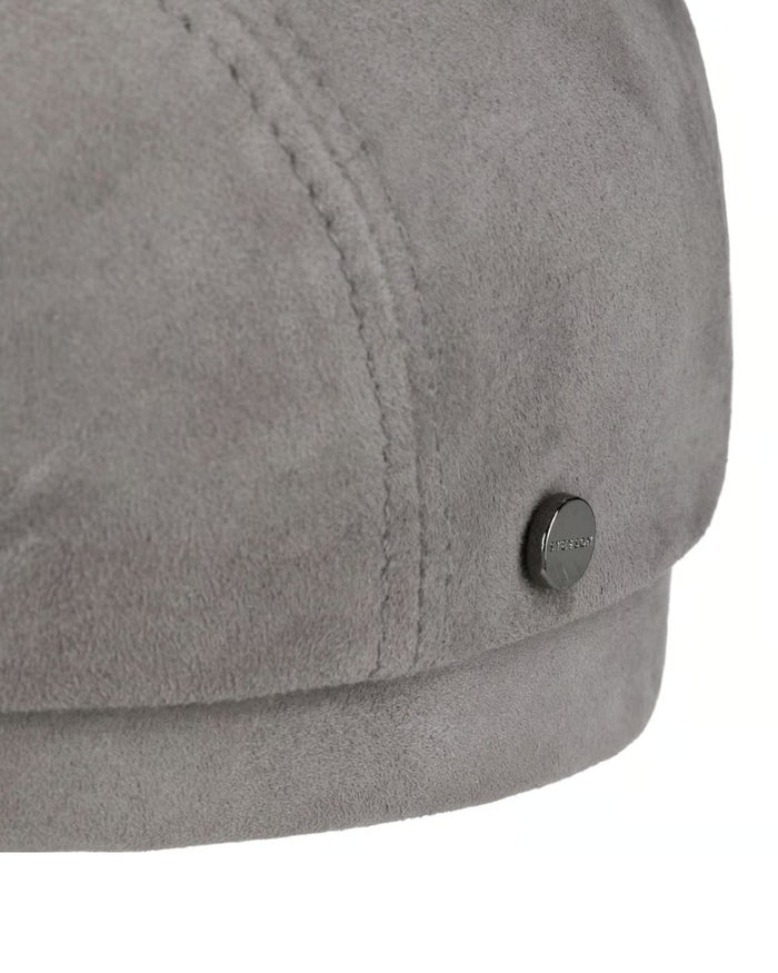 Silver coloured Stetson Driver Goat Suede Cap on white background #colour_silver