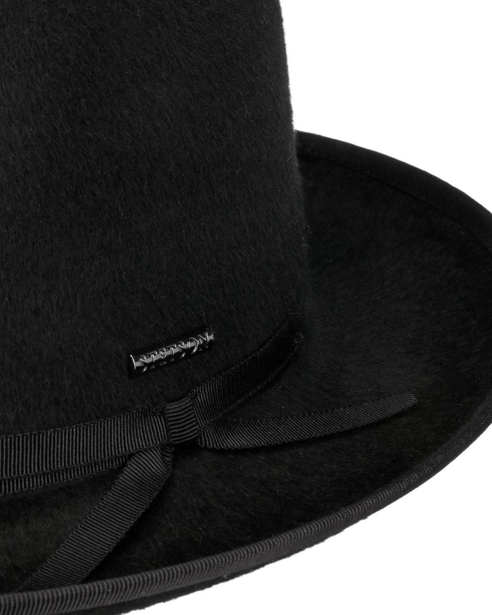 Black coloured Stetson Edmore Player Wool Hat on white background #colour_black
