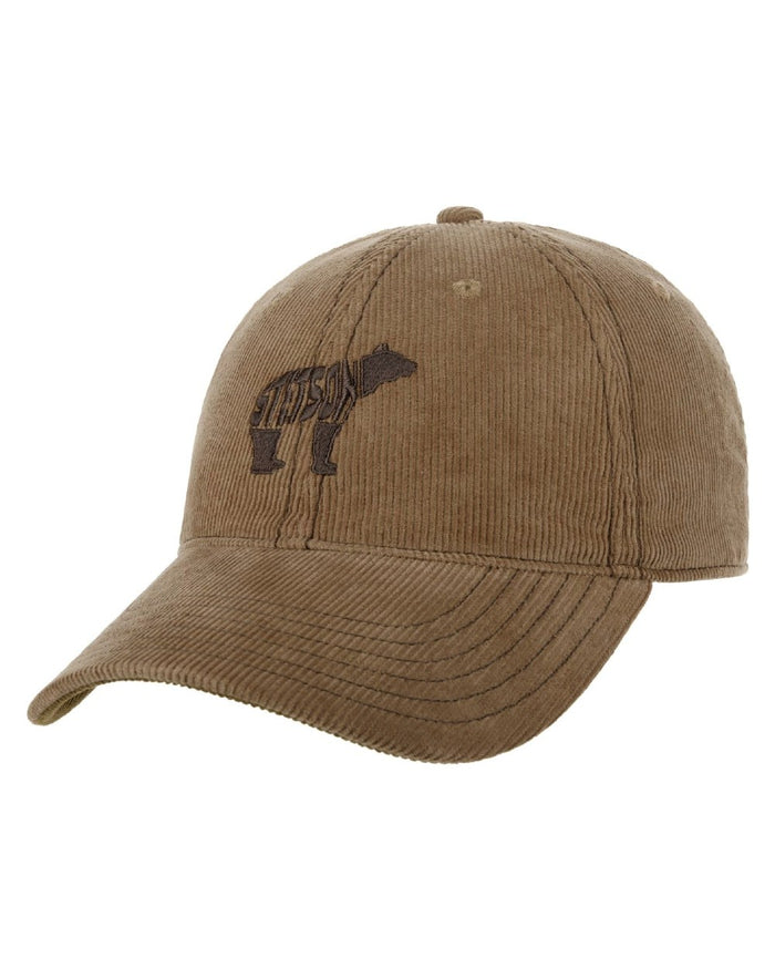 Almond coloured Stetson Embroidered Bear Corduroy Cap on white background #colour_almond