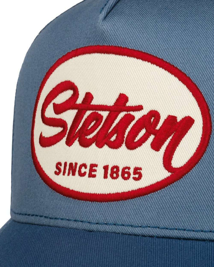 Blue coloured Stetson Engine Trucker Cap on white background #colour_blue