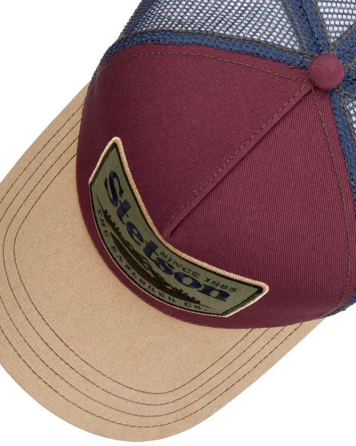 Beige Wine coloured Stetson Explorer Trucker Cap on white background #colour_beige-wine