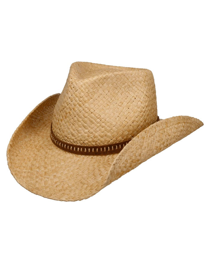 Natural coloured Stetson Fair Oaks Western Straw Hat on white background #colour_natural
